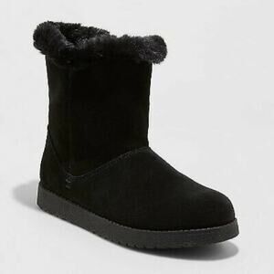 Womens Boots Size 11 Real Suede Ankle bootie Cat Mid Shearling NWT grunge goth